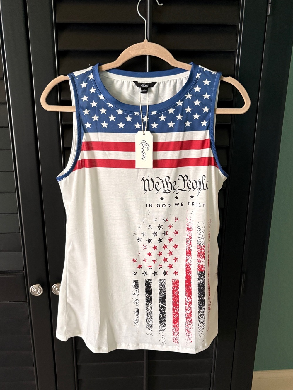 Patriotic 'We the People' Sleeveless Tank Top - White/Blue/Red